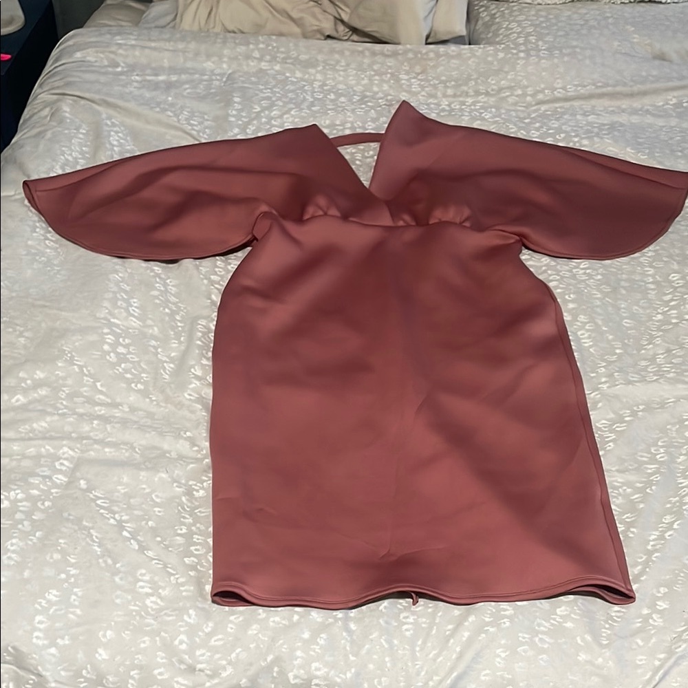 Women's Off-Shoulder Dusty Rose Mini Dress